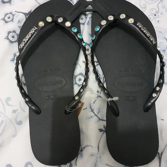 Havaianas Slim Silver Metal Logo 37-38 🩴🤍 - Picture 1 of 5